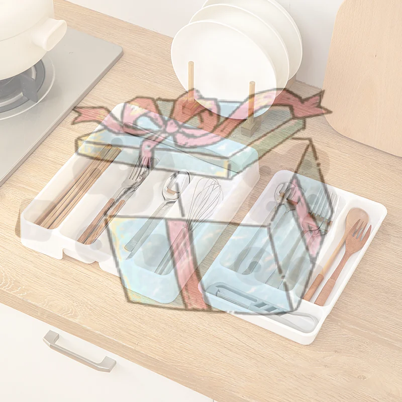 4/5 Compartment Cutlery Tray Rectangle Kitchen Drawer Organizer for Spoon Fork Separation Easy-Clean Home Storage Box decorative