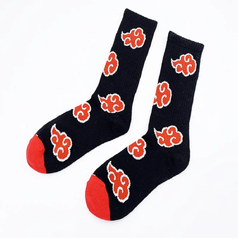 Halloween Anime Red Cloud Akatsuki High Quality Socks Ninja Unisex Adult Cotton Socks Cosplay Men And Women Outdoor Sockings