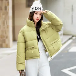 New Thick Outdoor Cold Proof Down Cotton Jacket Women Retro Loose Short Stand Up Collar Parkas