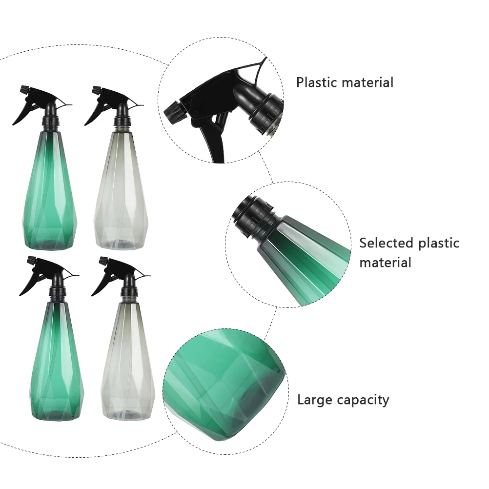 

4pcs 1L Diamond Spray Bottles Gray Leaf Large Capacity Gardening Watering Cleaning Tool Plastic Durable