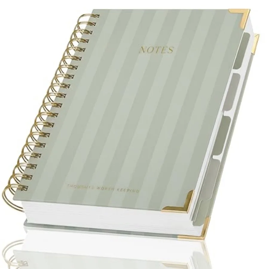 

Aesthetic Thick Spiral Notebook With Tabs - Premium Journal For Women Size B5 - College Ruled Note Book With 300 Lined Pages an