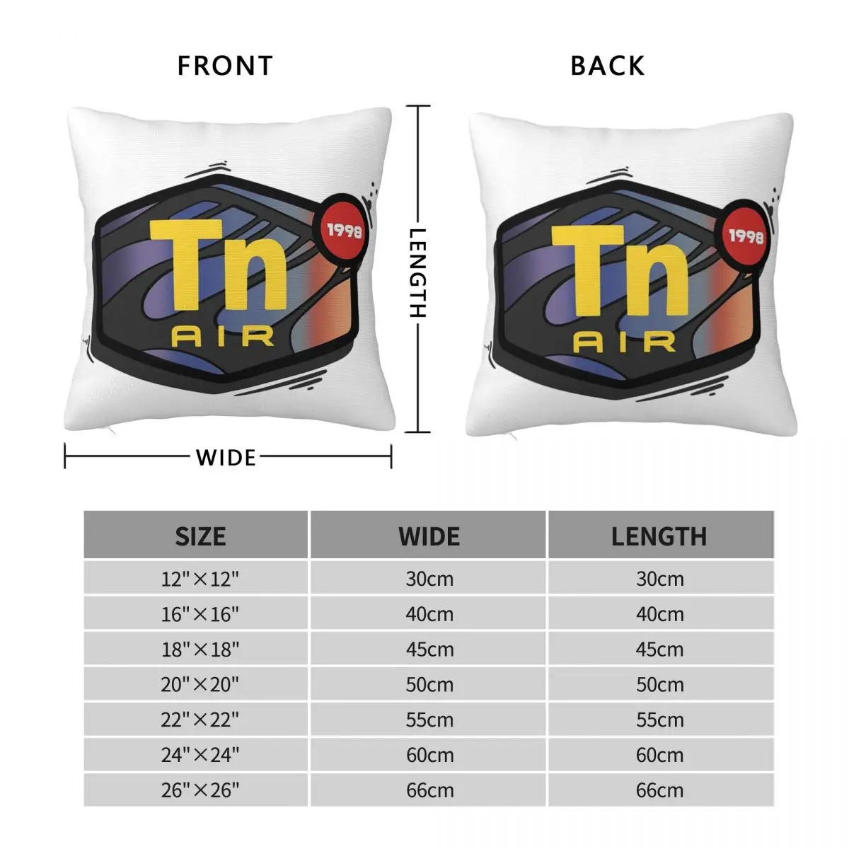 Air Max TN Plus Square Pillowcase Pillow Cover Polyester Cushion Zip Decorative Comfort Throw Pillow for Home Car