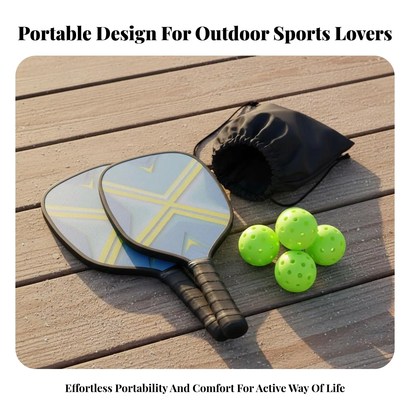 

Wooden Pickleball Paddle Set Portable Pickleball Set Sports Equipment Lightweight Reinforced Border Reinforcement for Players