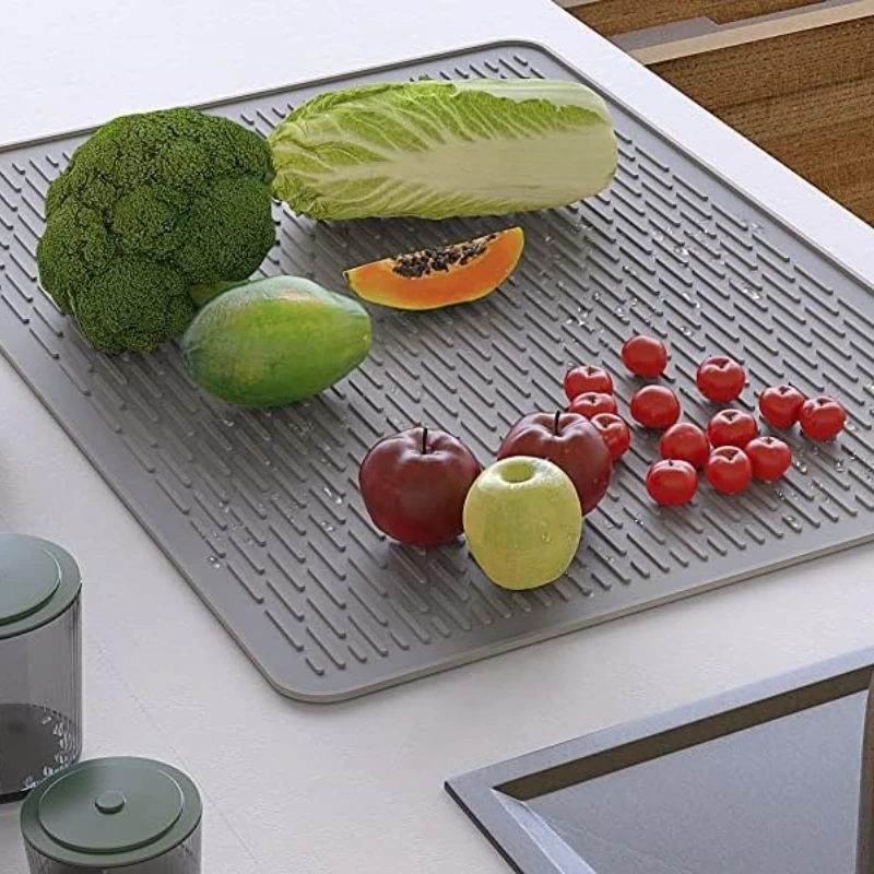 

Silicone Drain Mat Pots Dishes Drying Pad Non-Slip Heat Insulation Coaster Tableware Waterproof Mat Kitchen Table Accessories