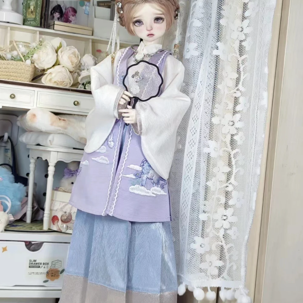 1/4 Doll's Clothes Suit for 45cm Bjd Doll Chinese Ancient Style Hanfu Dress Up Play House Girl Toys Doll Accessories, No Doll
