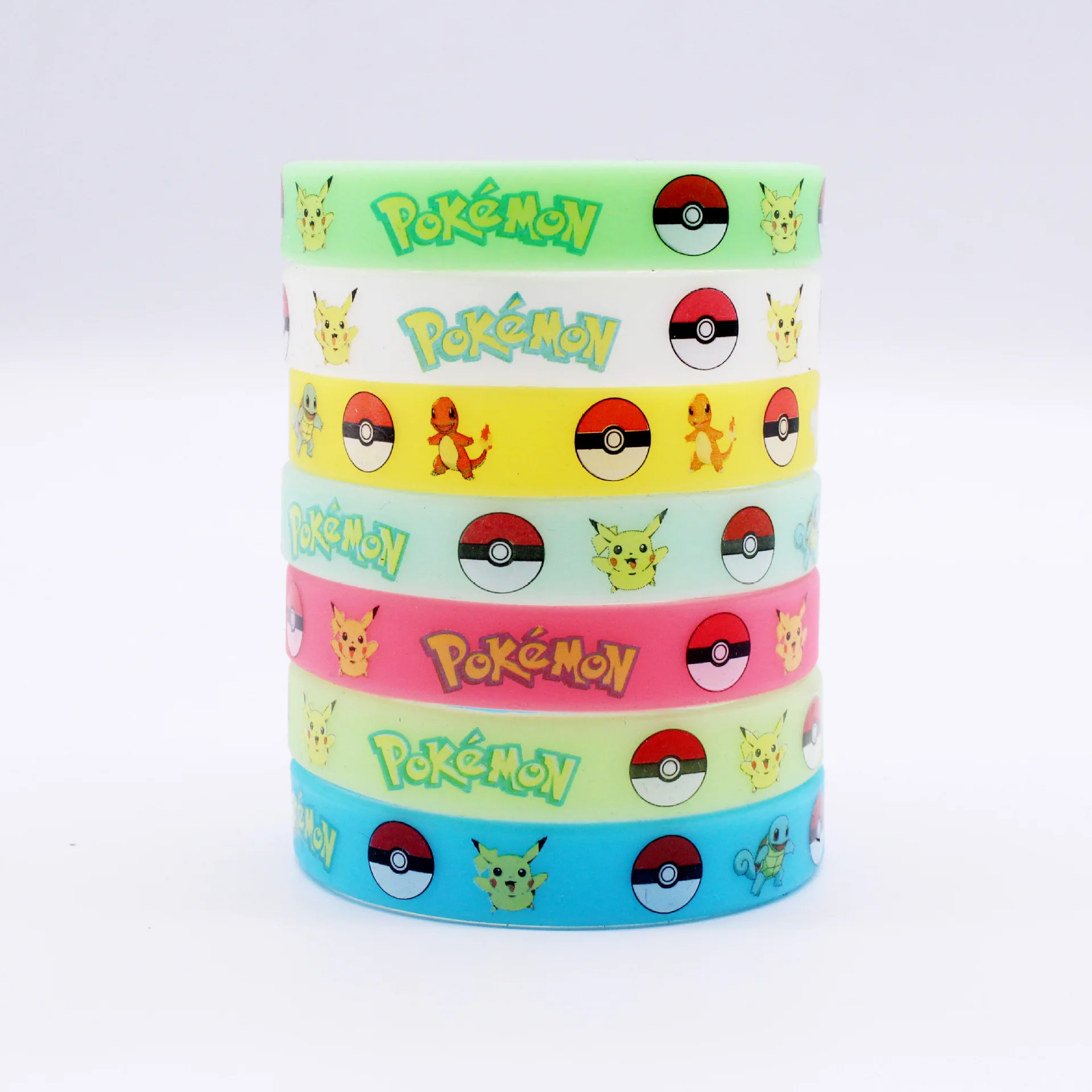 أنيمي بوكيمون بيكاتشو سوار يتوهج في الظلام سيليكون عمل الشكل المطبوعة مجوهرات كرة السلة الرياضة زميل الفريق معصمه لعبة هدية #4