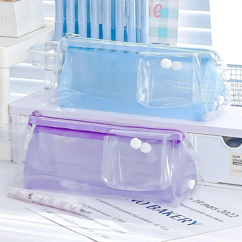 High Quality Double Layer Pen Bag Transparent Large Capacity Pencil Case Detachable Pen Box Back To School Gift