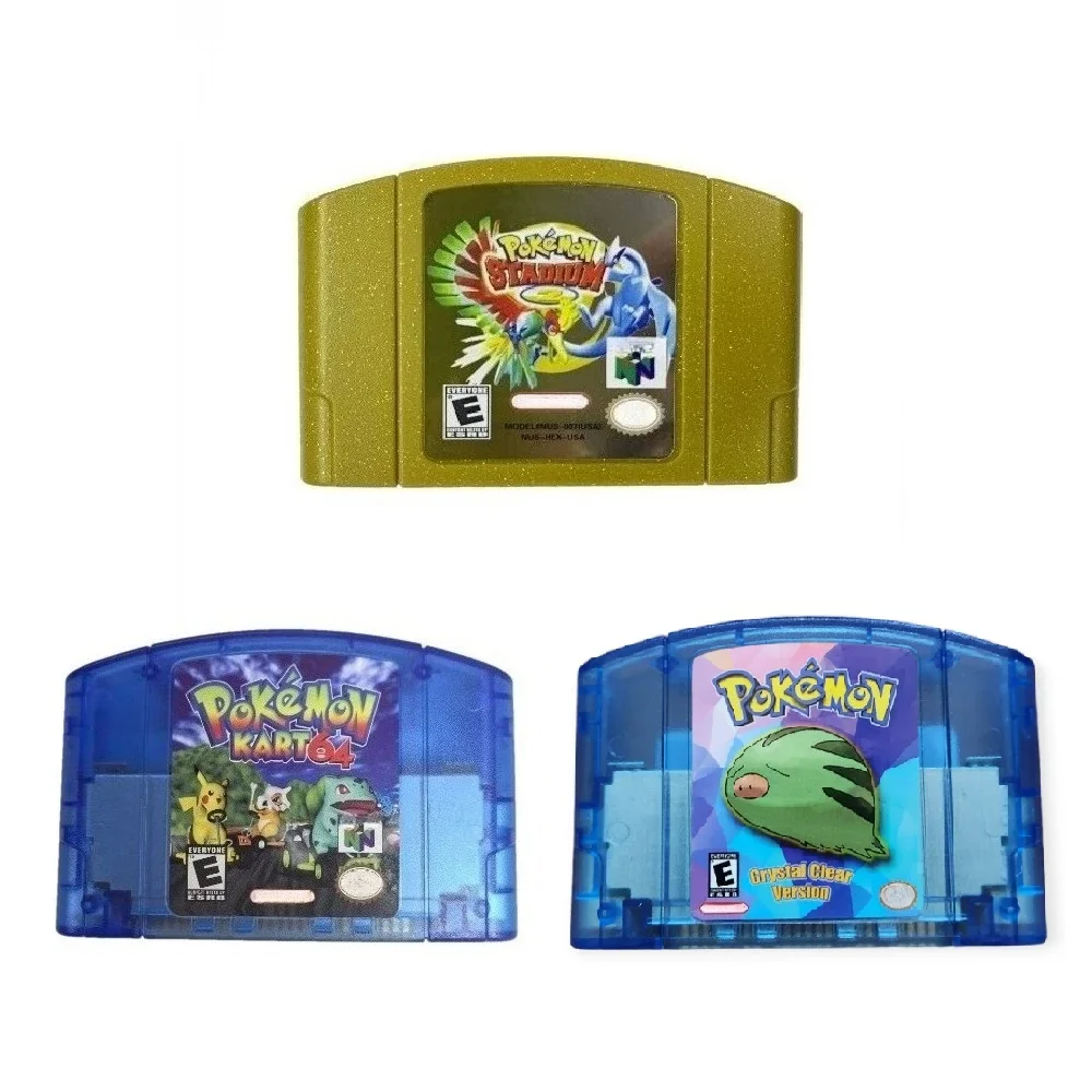 

N64 Game Console Cassette, US Version, Pokemon1 /2/ Racing / Crystal/Stadium 64-bit English Game Console Game Cassette
