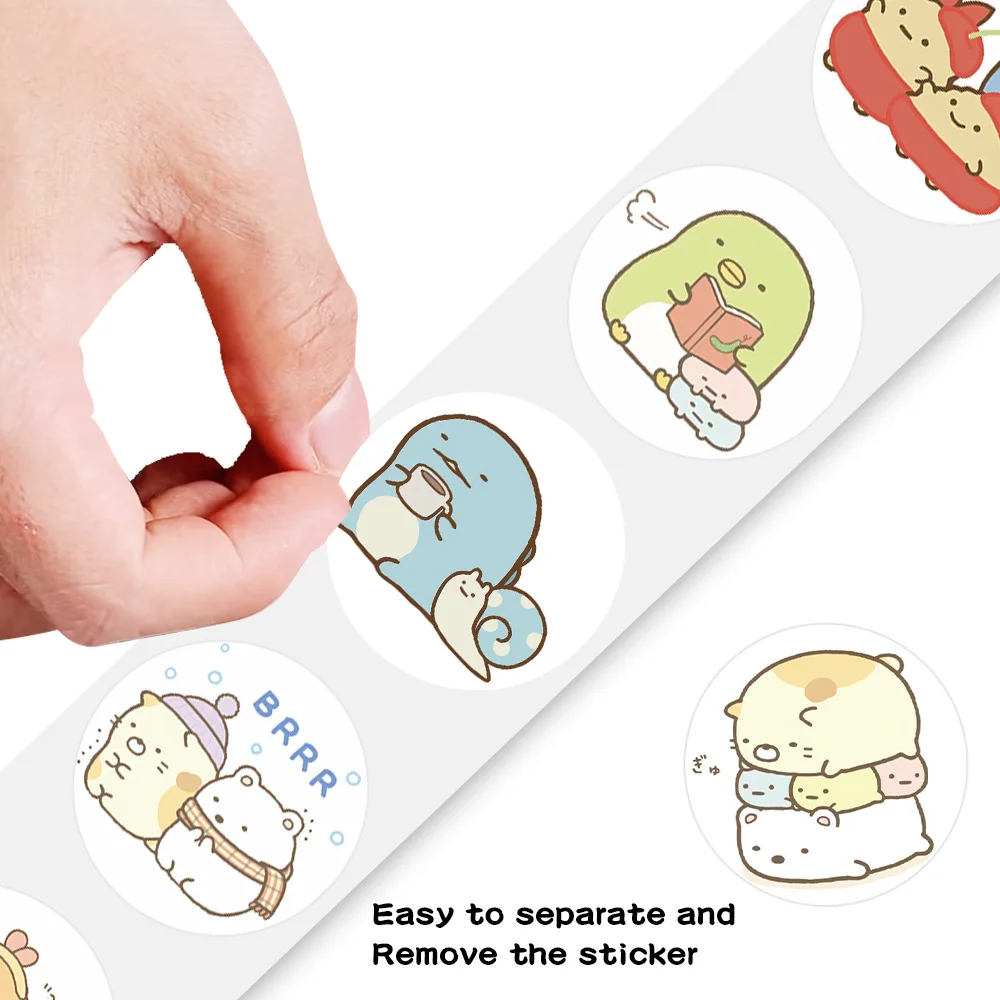 500 stks/rol Hoek Schepsel Afdichting Sticker Grappige Cartoon Roll Decal DIY Bagage Telefoon Gitaar Cup Plakboek Waterdichte Sticker