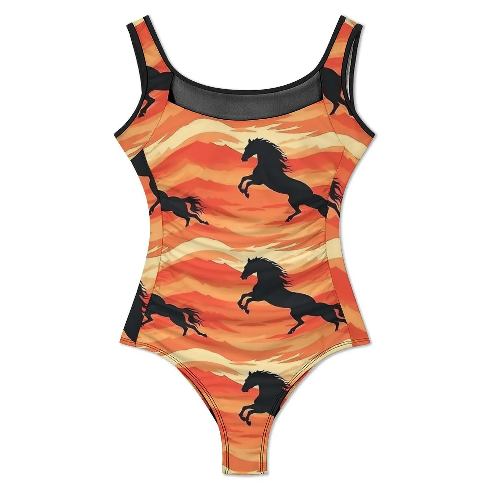 Fire Horse Swimsuit Retro Horse Love Push Up Swimwear One Piece Vacation Bath Monokini Swimsuits Graphic Beach Wear Plus Size image 2