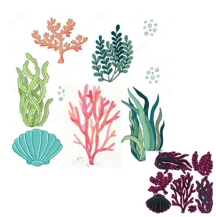 seaweed Metal Cutting Dies Mold Scrapbooking Decoration Paper Cards Craft Knife Mould Blade Punch Template Embossing Stencils