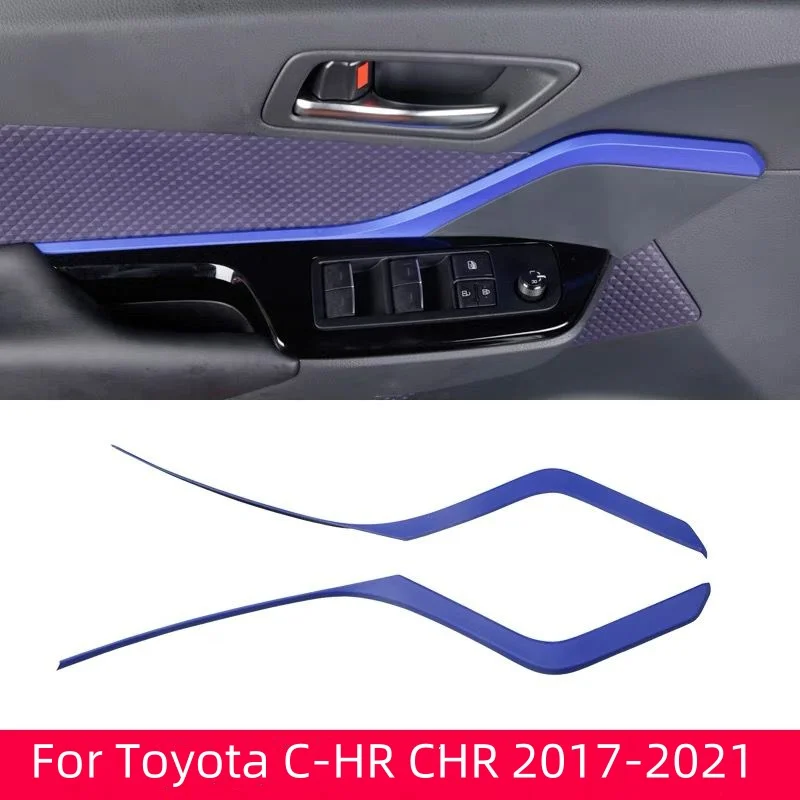 

Car Styling 2PCS ABS Plastic Interior Front Door Panel Decoration Strips Cover Trim For Toyota C-HR CHR 2017-2021