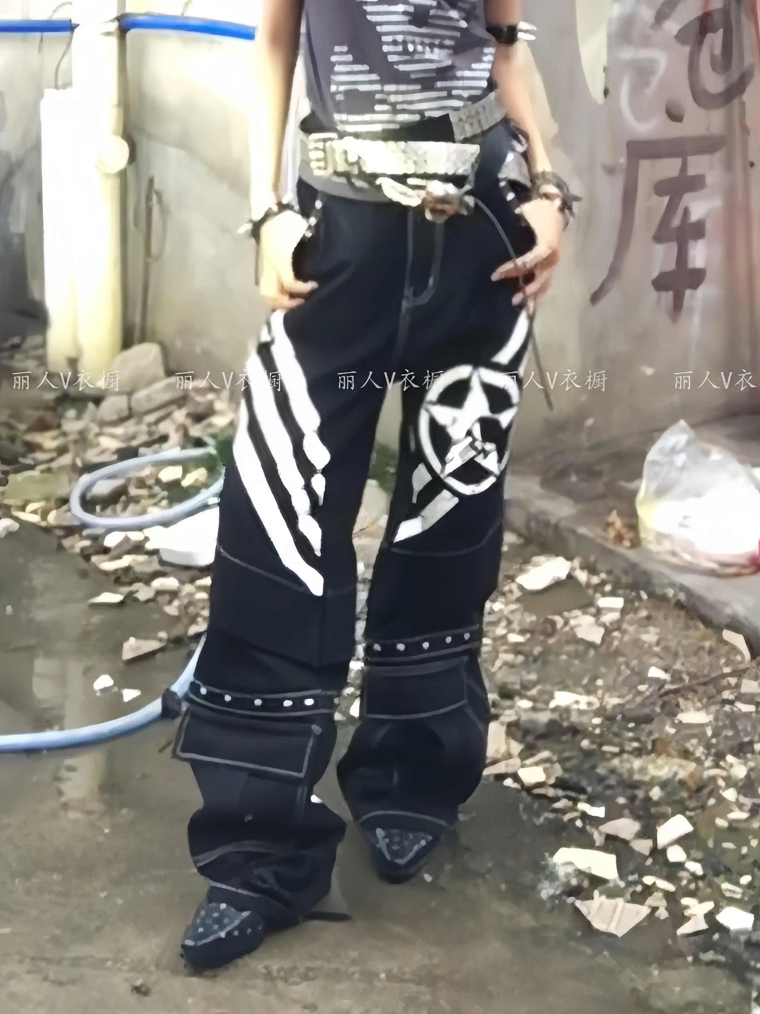 

Blue Womens Jeans High Waist Vintage Design Hip Hop Straight Baggy Denim Pants Street Y2K American Style Wide Leg Denim Trouser