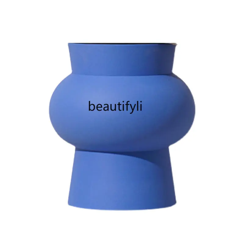 

zq Blue Vase Simple Modern Nordic Art Solid Color Ceramic Gift Decoration Model Room TV Cabinet