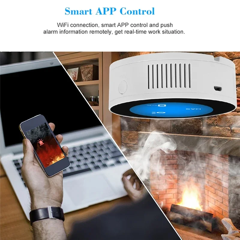 

A14M Wifi Gas Leak Detector Combustible Gas Alarm With Temperature Function With LCD Display With Tuya App EU Plug