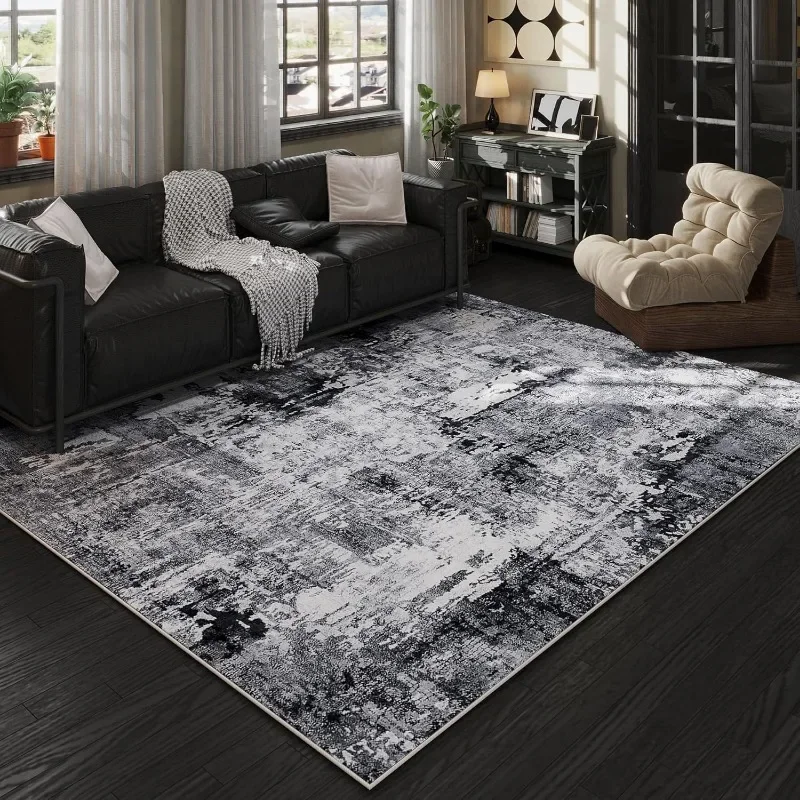 

Area Rug 5x7 Washable Rug Boho Soft Abstract Pattern Non-Slip Faux Wool Vintage Rug for Living Room, Bedroom