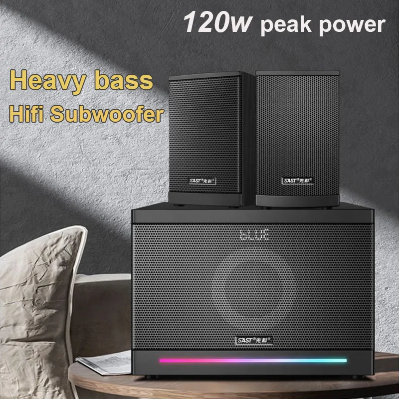 SAST A18 6.5-inch Computer Combination Audio Desktop Home TV Karaoke Subwoofer Powerful Witeless Bluetooth 2.1 Active Speaker