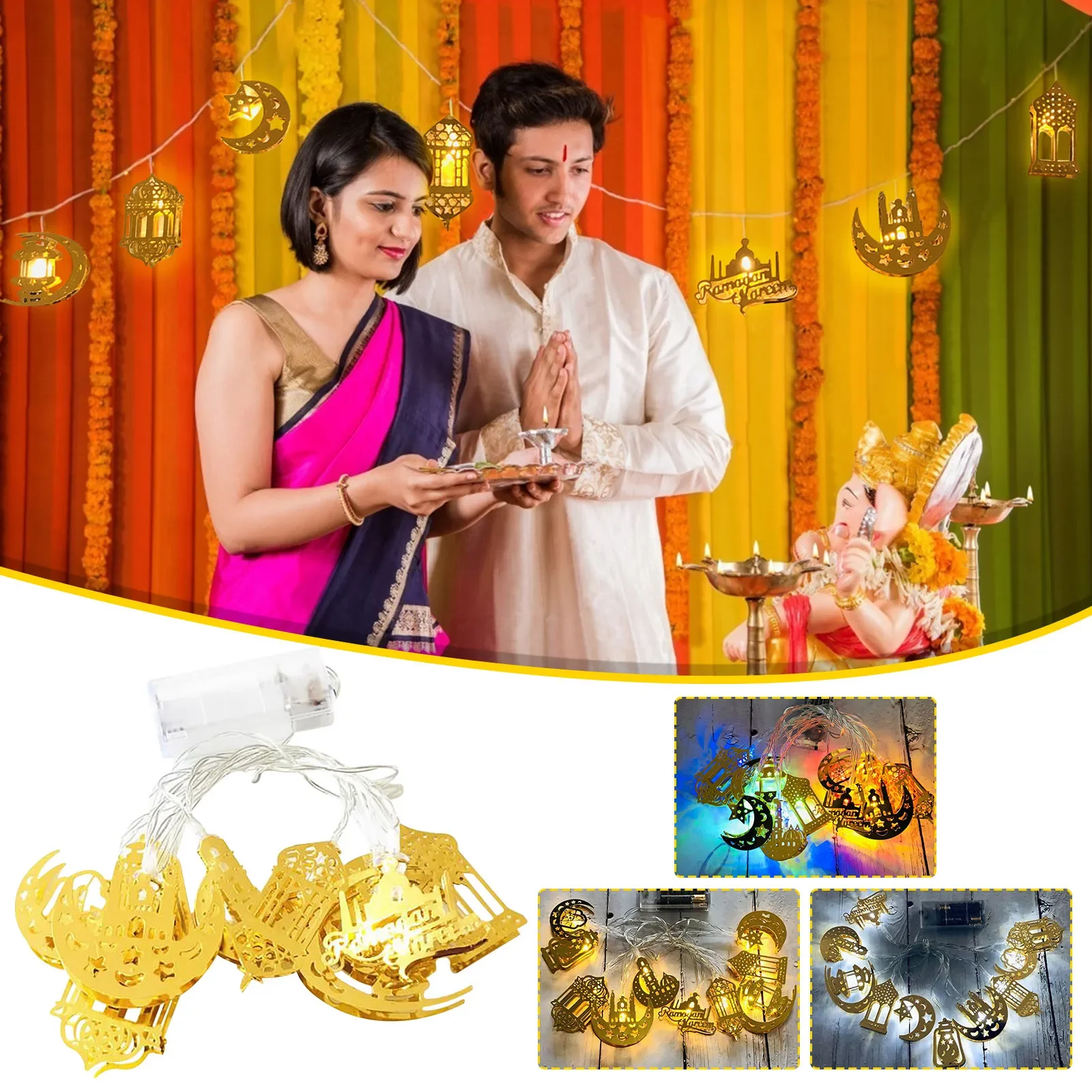 Muslim Ramadan LED Castle String Light Decoration 117.9" Party Supplies