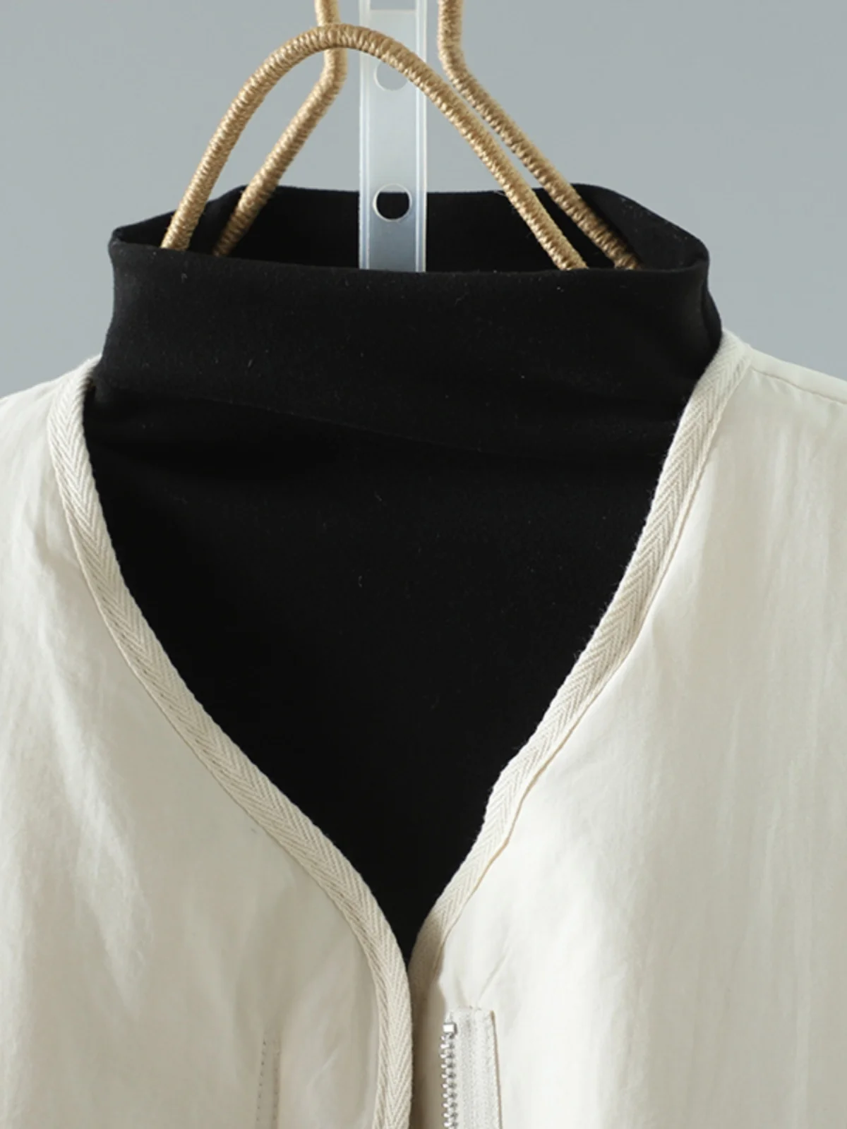 유니크 레트로 한국 일본풍 면 재킷 여성 캐주얼 라운드 넥 롱 슬리브 지퍼 슬레 패셔너블 출퇴근 아우터웨어