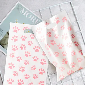 10pcs/30pcs Pink Paw Print Gift Bags Stickers Footprints Cat Candy Bags For Pet Theme Supplies Dog Cat Birthday Party Decoration