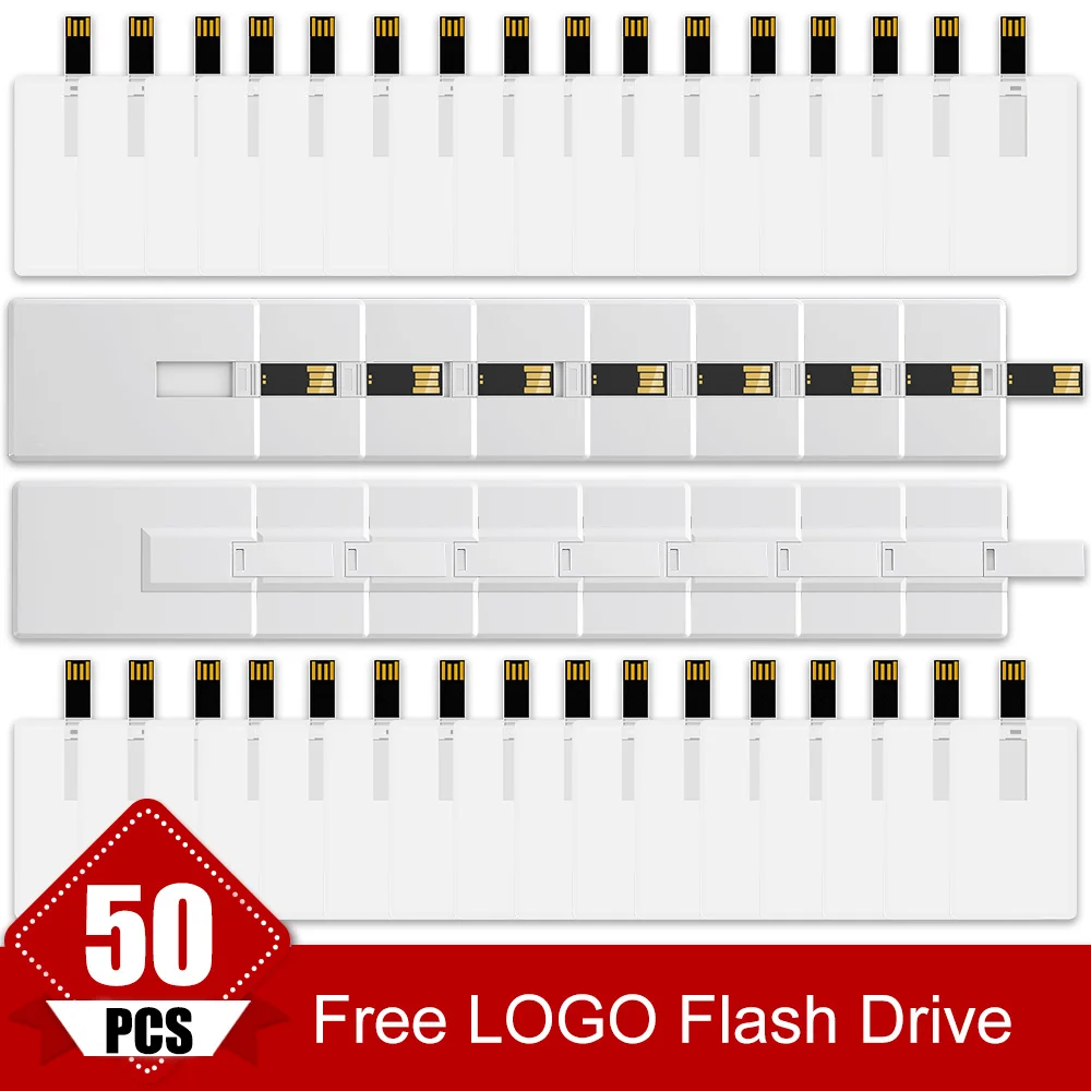 50pcs Credit Card USB 2.0 Pen Drive 64GB 32GB Memory Stick Bank Card 16GB 8GB 4GB Flash Drive Wedding Gifts Custom Logo