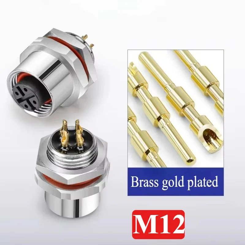مقاوم للماء M12 4 5 8 12 دبوس كابلات الموصلات IP68 ذكر أنثى مقبس الطيران مع سلك 20 سنتيمتر مفتوح 12 مللي متر/16 مللي متر لوحة جبل مآخذ