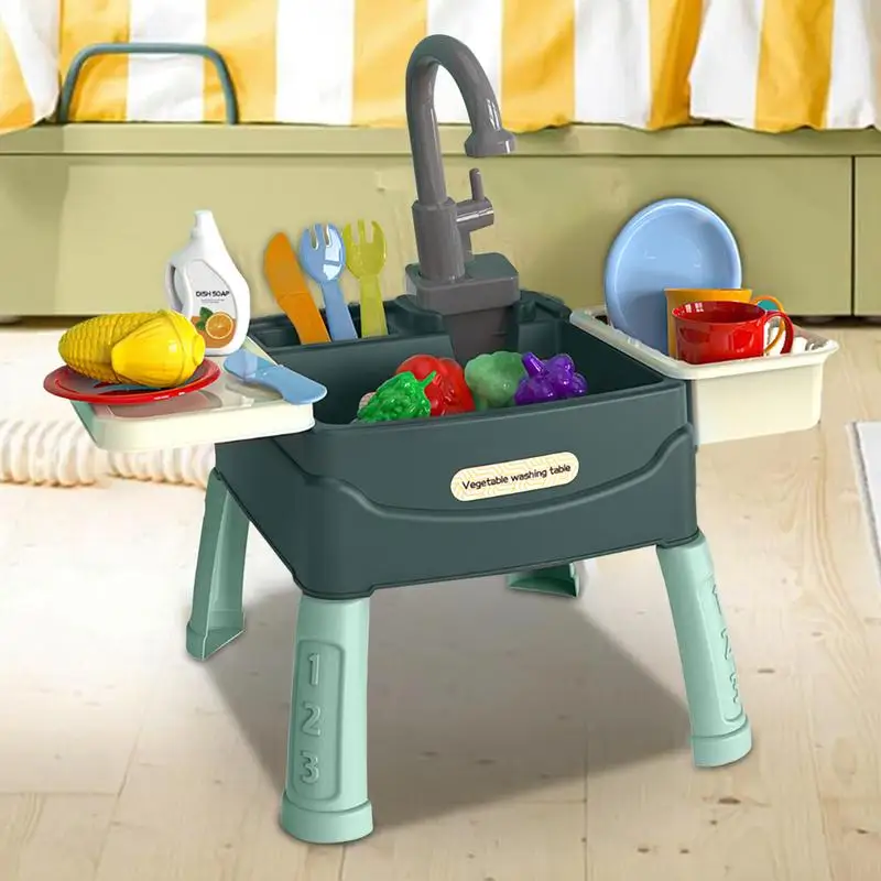 Kids Play Sink Toys com água corrente, Brinquedo para pia de água para crianças, Ciclo automático da água