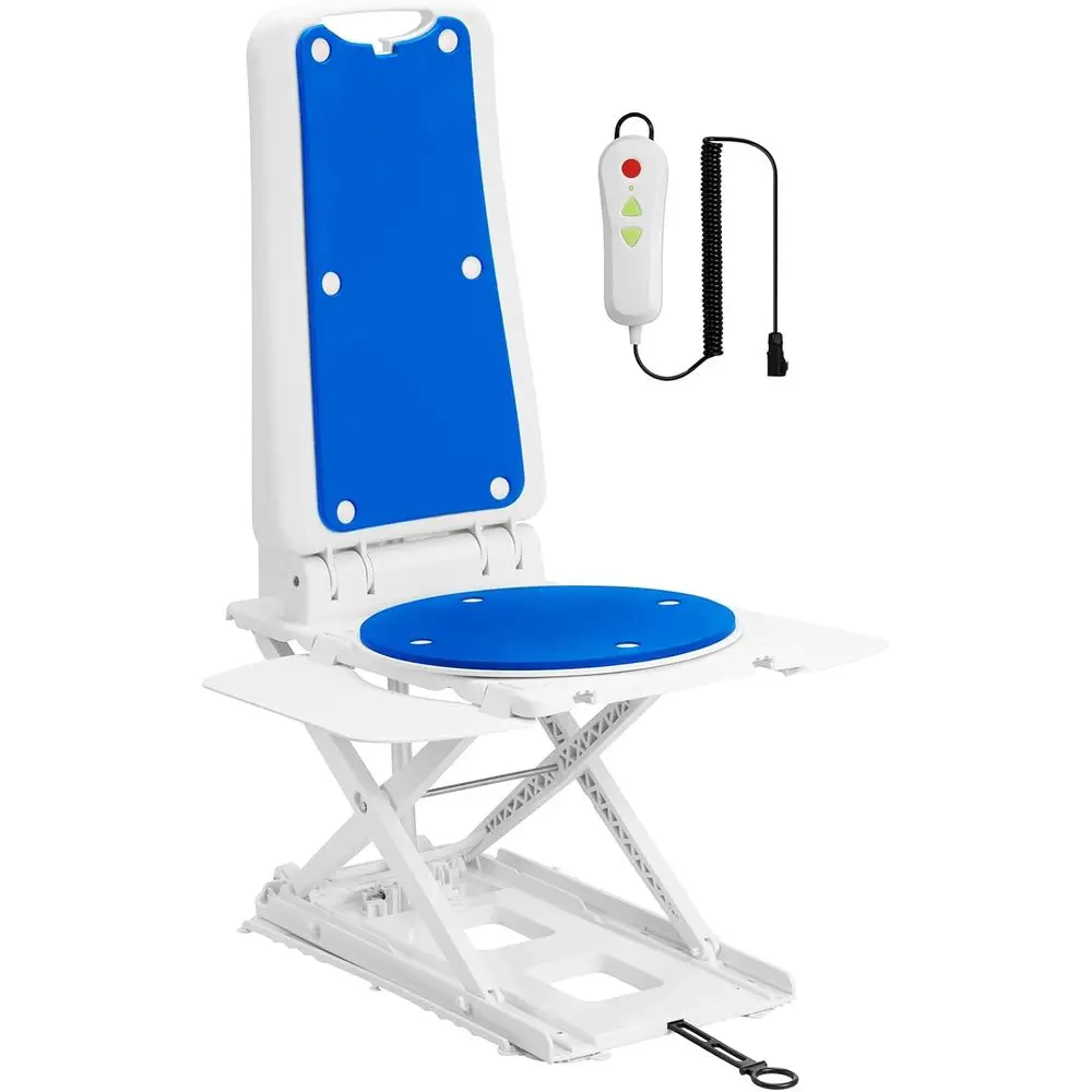 Elderly & Waterproof Bath Tub, 308 lbs Capacity, Remote Control, Adjustable Height, Blue, Large