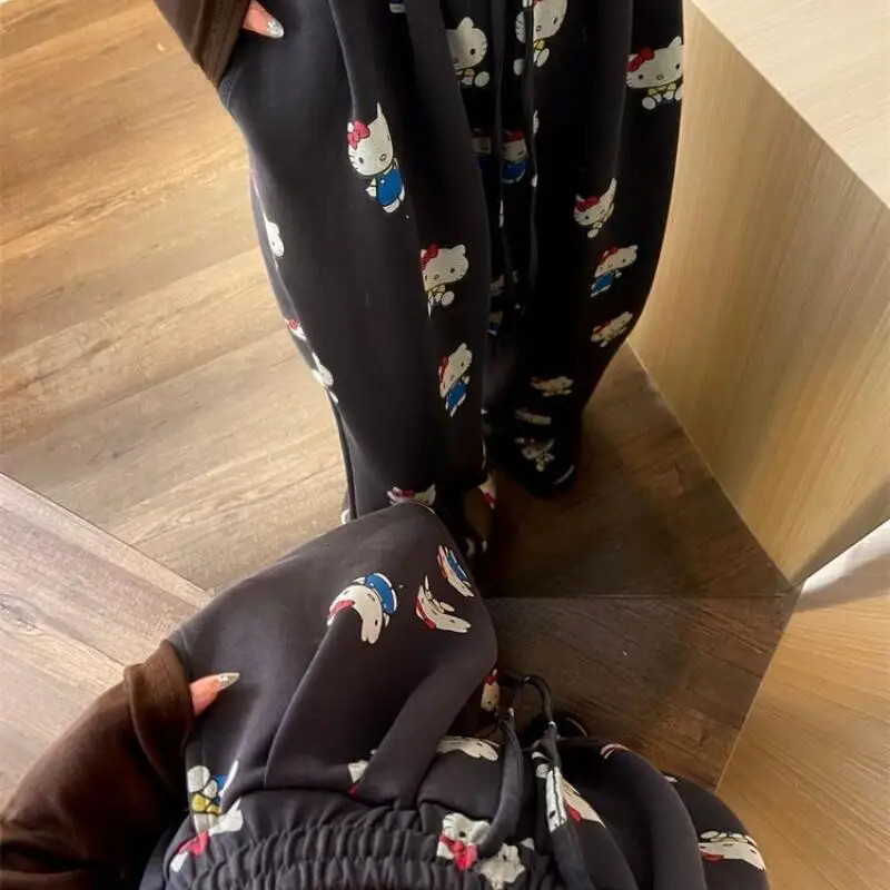 Pants Wide Leg Pants Hello Kitty Women's Spring/summer Thin Style Sanrio Fat Mm Casual Look Slim Floor Pants Large Cartoon Print view 3