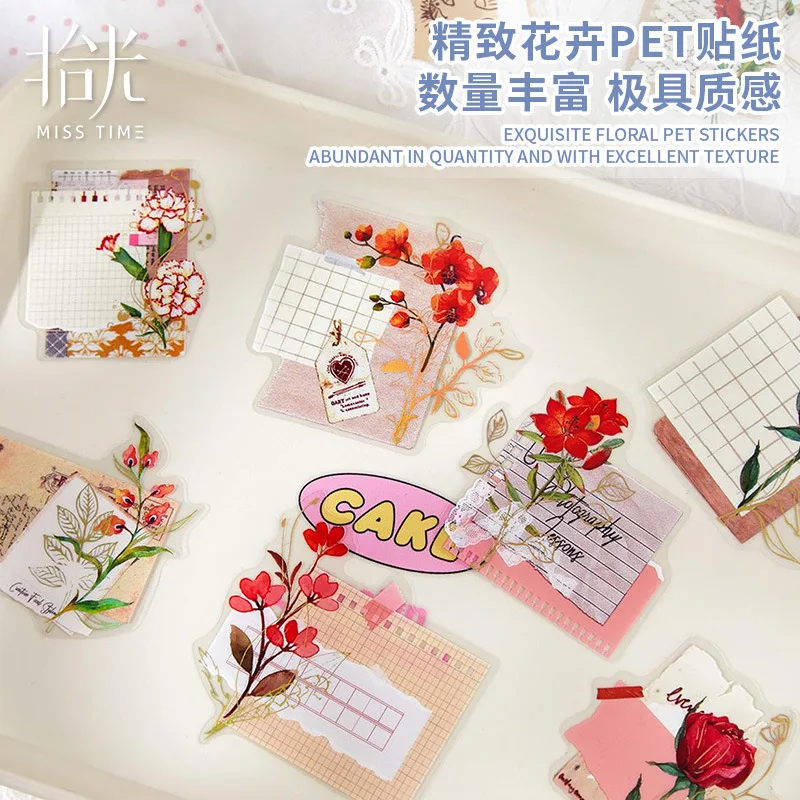 30pcs/1lot Kawaii Scrapbook Stickers  Hua Jian Micro Language Junk Journal Gold Planner Stationery Planner Decorative