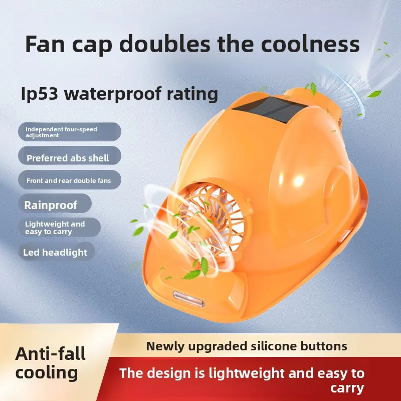 

Solar Dual Fan Cap Lightweight Multifunctional Charging Summer Ventilation Shading Construction Cooling Helmet with Light