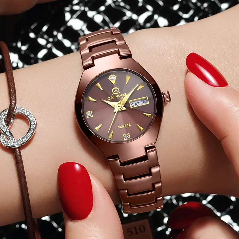 ساعات نسائية عصرية ساعة يد أصلية فاخرة للفتيات مقاومة للماء ومضيئة للسيدات ساعة عصرية بمقياس الزركون هدية للتاريخ