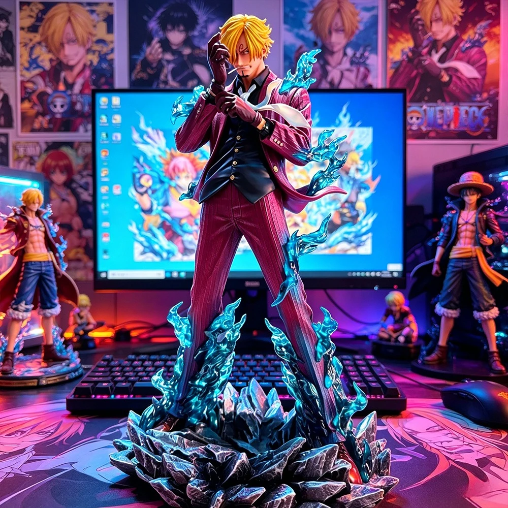 25cm/9,84 Zoll Anime ONE PIECE Figur Diable Jambe Sanji Actionfiguren PVC-Statue Desktop-Ornament Sammlermodell Spielzeug Geschenke
