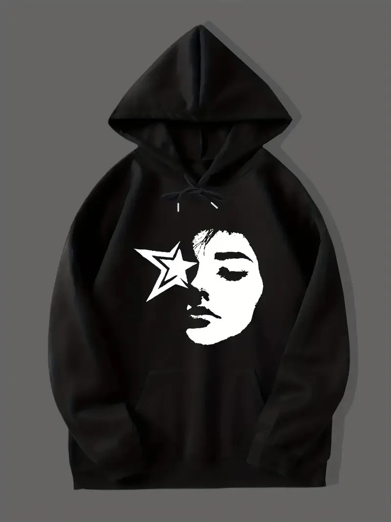 

Portrait Star Graphic Print Autumn and Winter Pure Cotton Hoodies for Men and Women Outdoor Street Sports Training Brand Trendy
