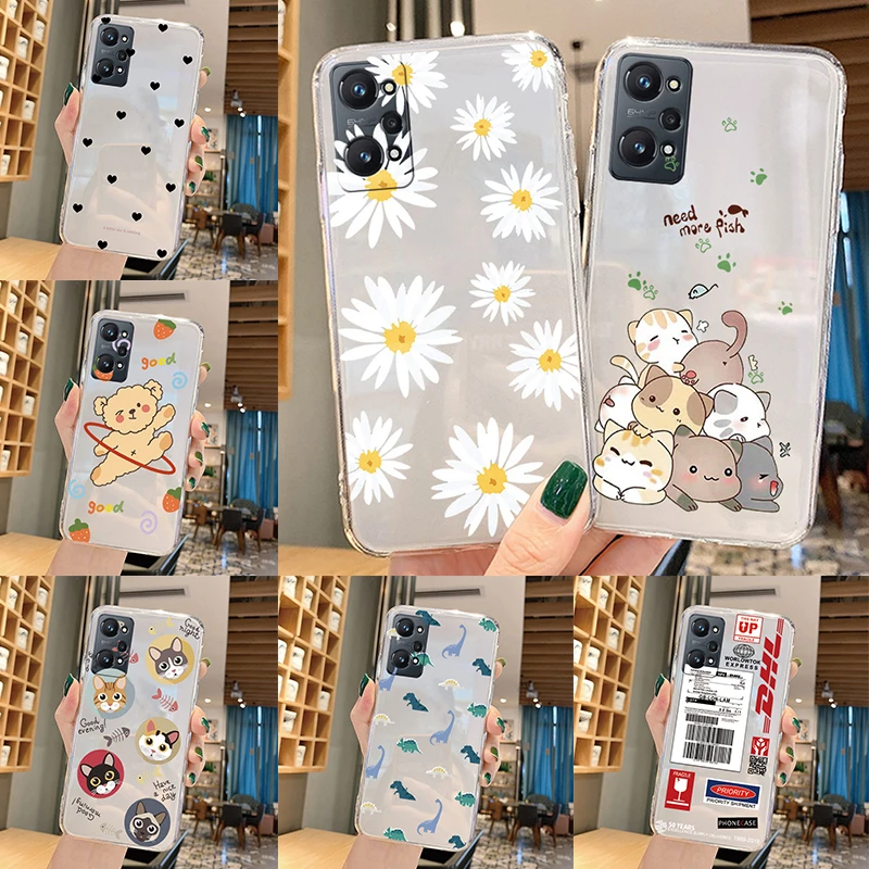 Fashion Flower Clear Soft Case For Realme GT Neo 2 5G Cover GT Neo 3T Protective Bumper Silicone Coque For OPPO Realme GT Neo 3T