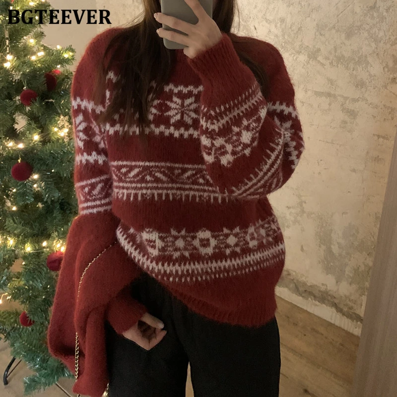 BGTEEVER شيك خمر الدافئة فضفاضة المرأة 2 قطعة محبوك مجموعة س الرقبة المرقعة كم طويل البلوزات لاعبا ووشاح محبوك #3