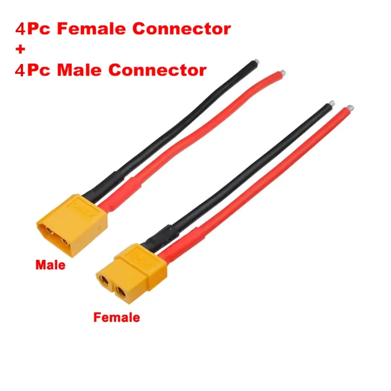4pcs XT60 Battery Male Female Connector Plug 10cm 14AWG Silicone Wire Cable for RC Airplane Lipo Battery ESC FPV Drone Expand image 6