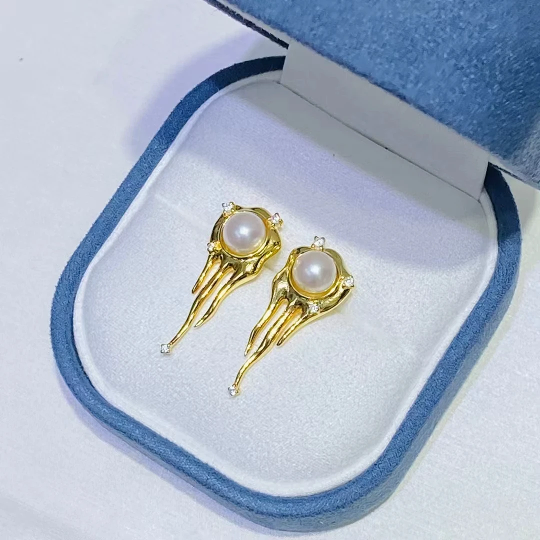 

Оптовая продажа, серьги из стерлингового серебра 925 пробы, фурнитура для крепления, базовые монтажные детали, аксессуар для жемчуга 6-7 мм, 5 пар/лот