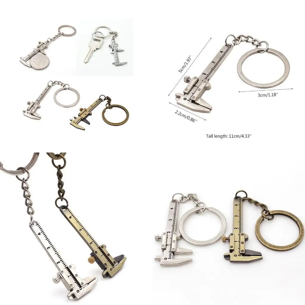 31BB Fashion Mini Vernier Caliper Keychain 0-40mm Portable Measuring Gauging Tools Car for Key Chain Ring Ruler Caliper
