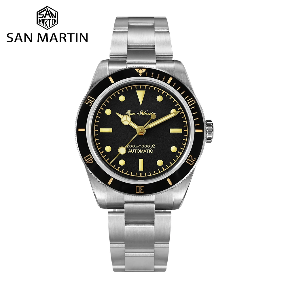 

San Martin 38mm Class Men Diver Watch NH35 Automatic Mechanical Stainless Steel Retro Watches Luminous 20Bar Waterproof SN0004G