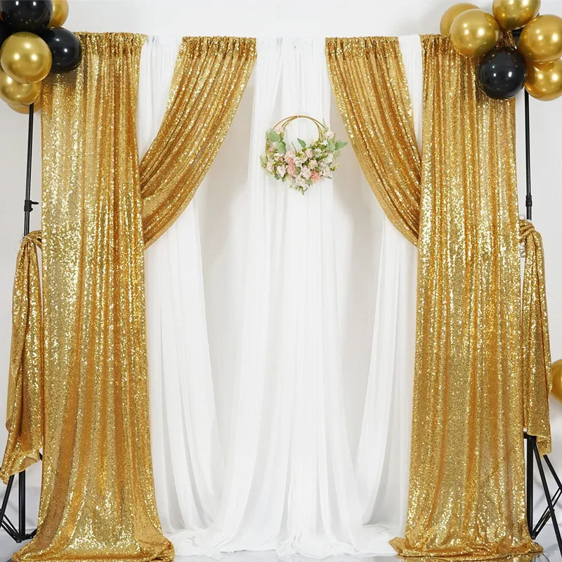 Gold Sequin Backdrop Curtains, Rectangular Sequin Tablecloth,for Party Wedding Birthday Sequence Backdrop Stage Decorations