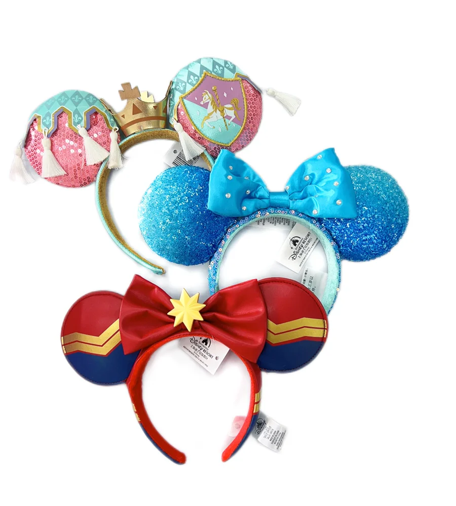 2024 Disney Minnie Mouse Ear Headband New Holiday Christmas Snowman Headdress Cosplay for Adults Kids Hair Accessories