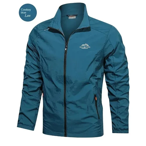 Imagen 2 del producto Cortavientos de verano para hombre, chaquetas con protección solar Uv y bolsillos con cremallera, ropa de trabajo ultraligera transpirable, abrigos finos de piel para exteriores para campamento