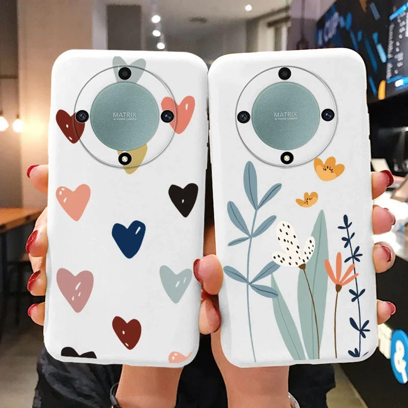 Love Heart Daisy Flowers For Honor X9a X9b X9 Magic5 Lite 5G Magic 6 5 4 Lite Case Silicone Soft Cute Cartoon Fundas Capa Shell