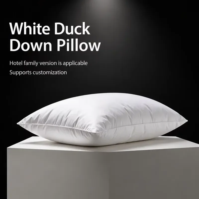 White duck neck pillow 1000g anti-filling cotton fabric, soft and fluffy, fast rebound, anti-allergic RDS certification,