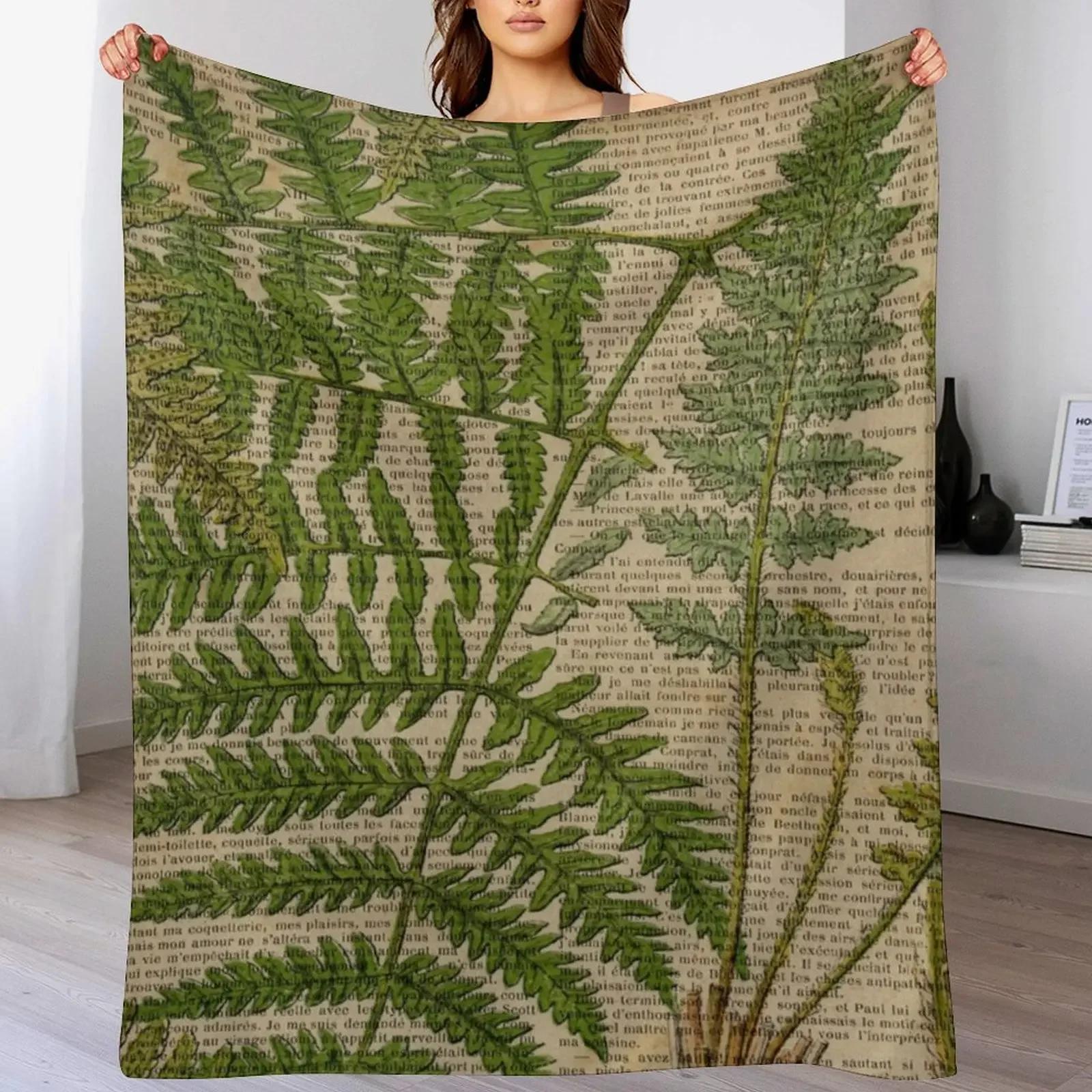 

vintage foliage hipster botanical print fern leaves Throw Blanket Luxury St Thermal Sleeping Bag Stuffeds Blankets