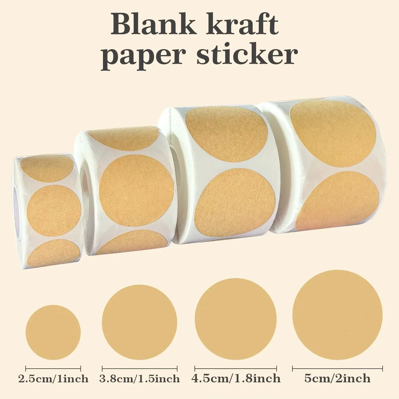 500 pcs / 1 Roll, Kraft Round Self-Adhesive Label Paper Items Classification Name Stickers Personalized Labels image 6