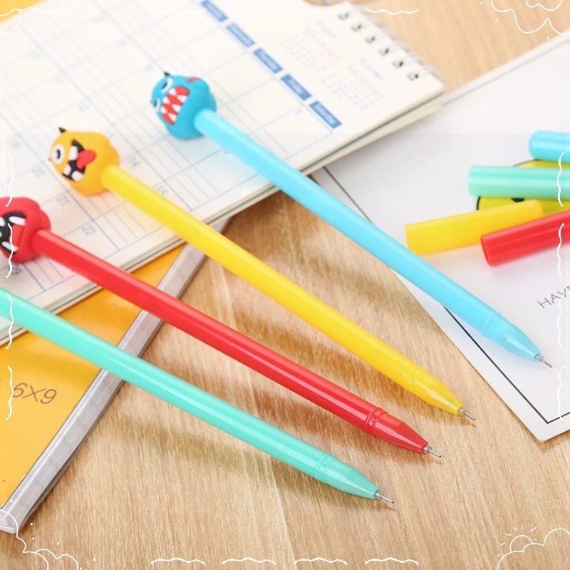 24 Pcs Creative Stationery Cartoon Devil Shaped Neutral Pen Cute Student Tooth Beast Pen