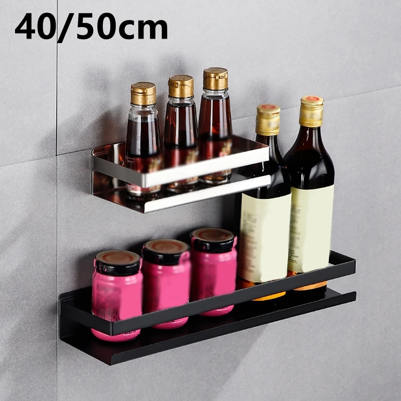 

40/50cm Bathroom Accessories Modern Matt Black Bathroom Corner Shelves Kitchen Wall Shelf Shower Bath Shampoo Storage Rack