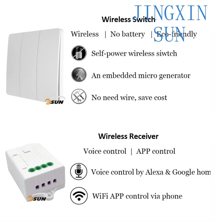 Kinetic switch RF433 self-powered kinetic switch kit no need N L wire no battery dimming